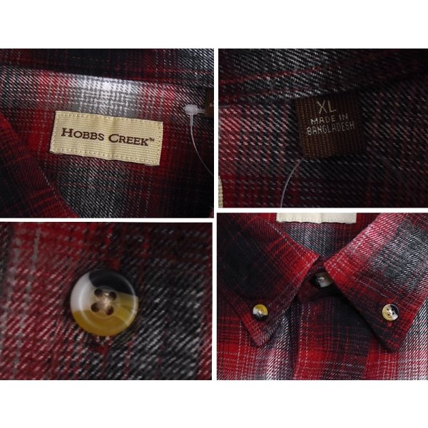 画像2: 【HOBBS CREEK】ボブスクリーク【赤×黒×グレーシャドーチェック】オンブレシャツ【ボタンダウン】【長袖シャツ】【XL】 