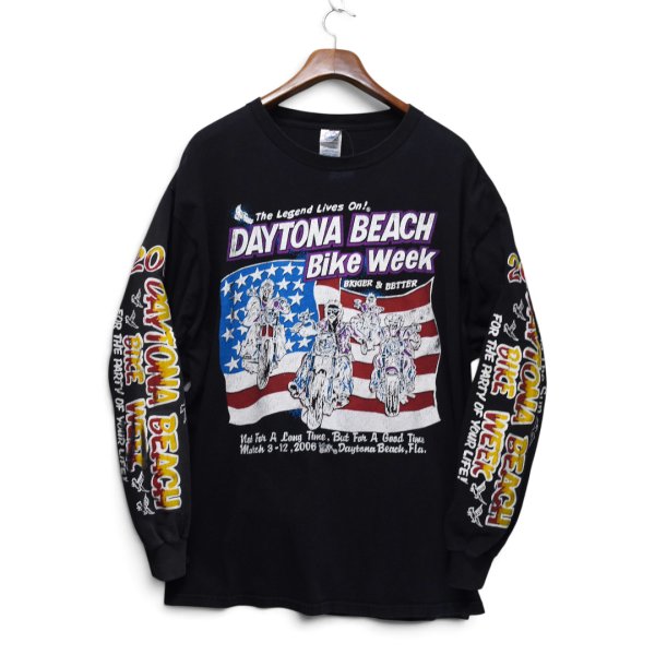 画像3: 00’ｓ【DELTA】デルタ【PRO WEIGHT】プロウエイト【DAYTONA BEACH BIKE WEEK】デイトナビーチバイクウィーク 黒【両面プリント】【袖プリント】【ロンT】【XL】 