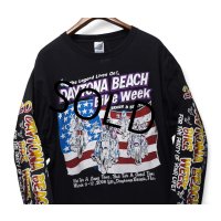 00’ｓ【DELTA】デルタ【PRO WEIGHT】プロウエイト【DAYTONA BEACH BIKE WEEK】デイトナビーチバイクウィーク 黒【両面プリント】【袖プリント】【ロンT】【XL】 
