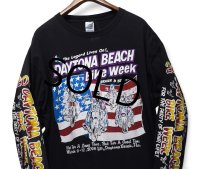 00’ｓ【DELTA】デルタ【PRO WEIGHT】プロウエイト【DAYTONA BEACH BIKE WEEK】デイトナビーチバイクウィーク 黒【両面プリント】【袖プリント】【ロンT】【XL】 
