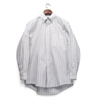 【USビンテージ【ランズエンド】【LANDS' END】【白×グレーストライプ】【ボタンダウン】【長袖シャツ】【15 1/2-32】 