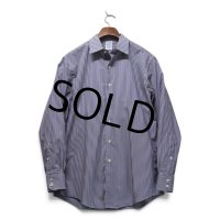 【USA製】ビンテージ【ブルックスブラザーズ】【Brooks Brothers】【白×紫×紺ストライプ】【長袖シャツ】【16-34】 