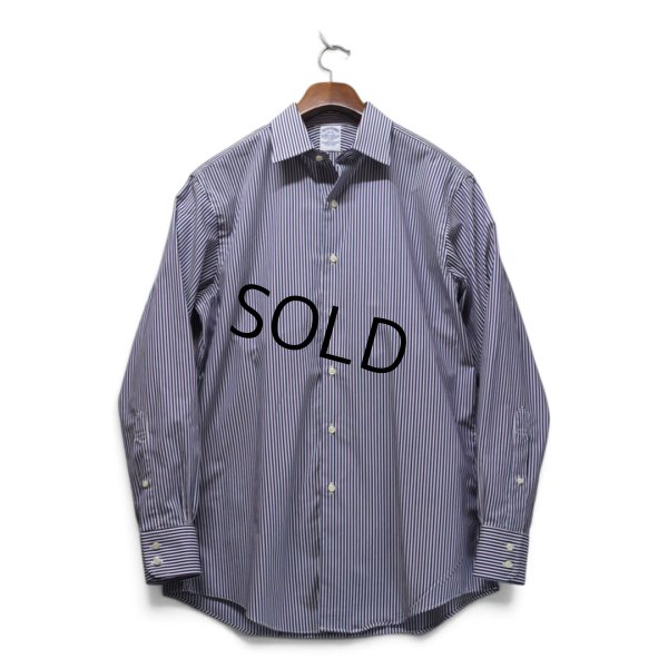 画像1: 【USA製】ビンテージ【ブルックスブラザーズ】【Brooks Brothers】【白×紫×紺ストライプ】【長袖シャツ】【16-34】 