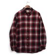 画像1: 【HOBBS CREEK】ボブスクリーク【赤×黒×グレーシャドーチェック】オンブレシャツ【ボタンダウン】【長袖シャツ】【XL】<br> (1)