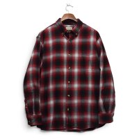 【HOBBS CREEK】ボブスクリーク【赤×黒×グレーシャドーチェック】オンブレシャツ【ボタンダウン】【長袖シャツ】【XL】 