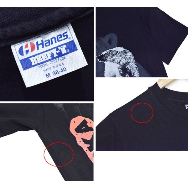 画像3: 【90's】【ビンテージ】【USA製】【ヘインズ】【Hanes】【ALASKA】【The Last Frontier】【犬ぞり】【クマ】プリント【Tシャツ】シングルステッチ【黒】【サイズM】