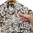 画像4: ビンテージ【ティンバーランド】【Timberland】【茶×白花柄】【リネン100%】アロハシャツ【半袖シャツ】開襟シャツ【サイズM】 (4)
