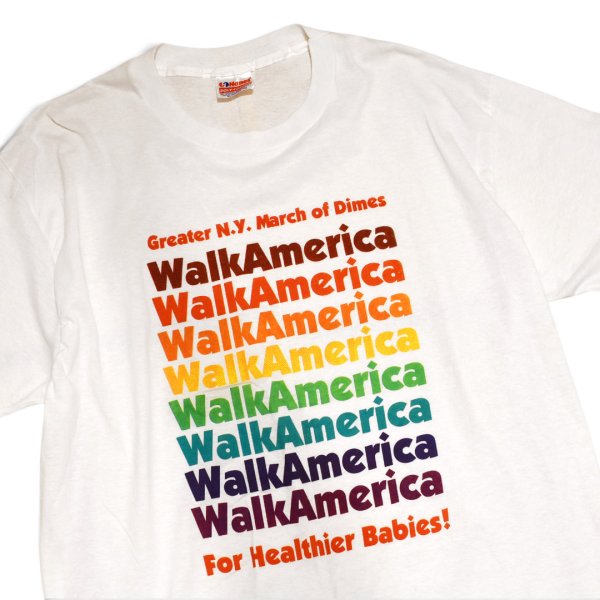 画像1: 【デッドストック】90's【USA製】【ビンテージ】ヘインズ【hanes】【WALK America】白【Ｔシャツ】【サイズXL】 