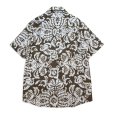 画像3: ビンテージ【ティンバーランド】【Timberland】【茶×白花柄】【リネン100%】アロハシャツ【半袖シャツ】開襟シャツ【サイズM】 (3)
