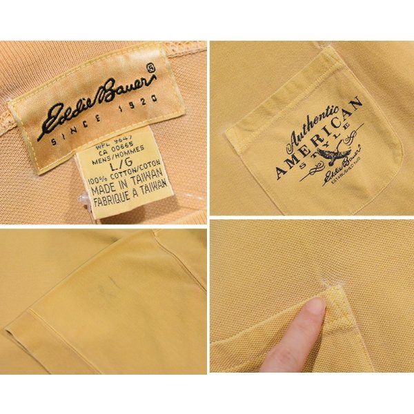 画像3: 90's~ ビンテージ【エディーバウアー】【Eddie Bauer】【ポケットTシャツ】【胸ポケット】【黄色】【サイズL】