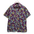 画像1: 【00's】ビンテージ【Cooke Street】【紫×パイナップル柄】【アロハシャツ】半袖シャツ【サイズL】<br> (1)