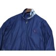画像4: 90's ビンテージ【ラルフローレン】【Ralph Lauren】【襟裏チェック柄】【ジップアップ】コットンサテン【コットンブルゾン】【紺】【サイズL】 (4)