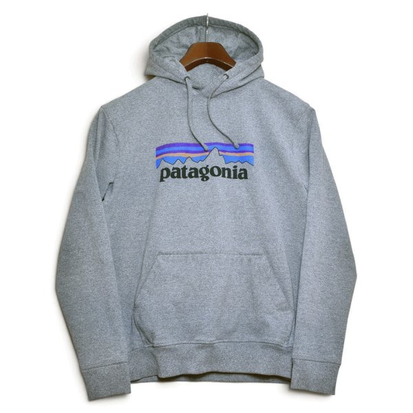 画像1:  【パタゴニア】【patagonia】【ロゴプリント】【プルオーバーパーカー】【グレー】サイズM