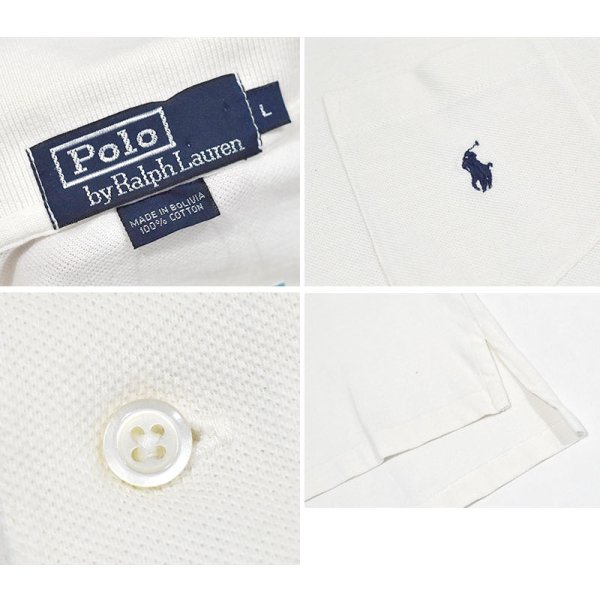 画像2: 【90’s】ビンテージ【ラルフローレン】【Ralph Lauren】【白×紺】【胸ポケット】【ポニーマーク】【半袖ポロシャツ】【サイズL】