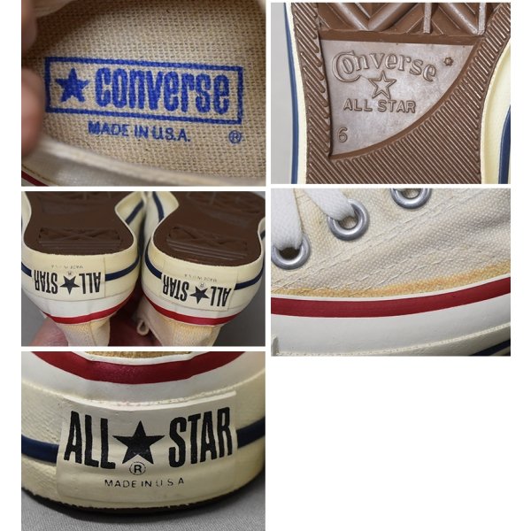 画像2: 程度良好!!【80’s】【ビンテージ】【USA製】【コンバース】【Converse】【オールスター】【チャックテイラー】サイド当て布付き【サイドステッチ】【白】【US6】約24.5cm 