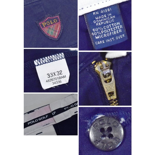 画像2: ビンテージ【ラルフローレン】【Ralph Lauren】【POLO GOLF】ポロゴルフ【紺】【2タック】【コットンパンツ】【33×32】