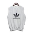 画像1: 【デッドストック】【アディダス】【adidas】【トレフォイルロゴ】スウェット【ノースリーブ】ベスト【白】【サイズL】<br> (1)