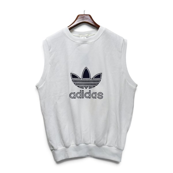 画像1: 【デッドストック】【アディダス】【adidas】【トレフォイルロゴ】スウェット【ノースリーブ】ベスト【白】【サイズL】 