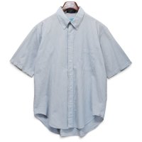 【90’s】【ビンテージ】【USA製】【インポーテッドファブリック】【Imported Fabric】【白×水色×緑】【ギンガムチェック】【ボタンダウン】【半袖シャツ】【サイズXL】