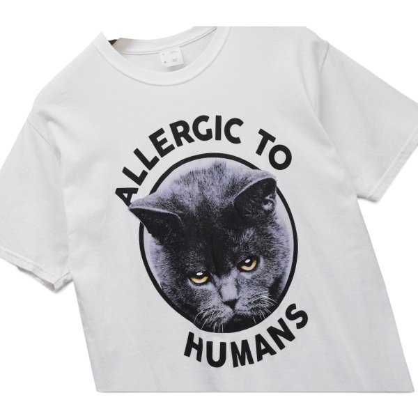 画像1: ビンテージ【00’s】【猫】黒猫【ALLERGIC TO HUMANS】【プリントTシャツ】【白】【サイズM】