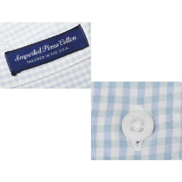 画像2: 【90’s】【ビンテージ】【USA製】【インポーテッドファブリック】【Imported Fabric】【白×水色×緑】【ギンガムチェック】【ボタンダウン】【半袖シャツ】【サイズXL】
