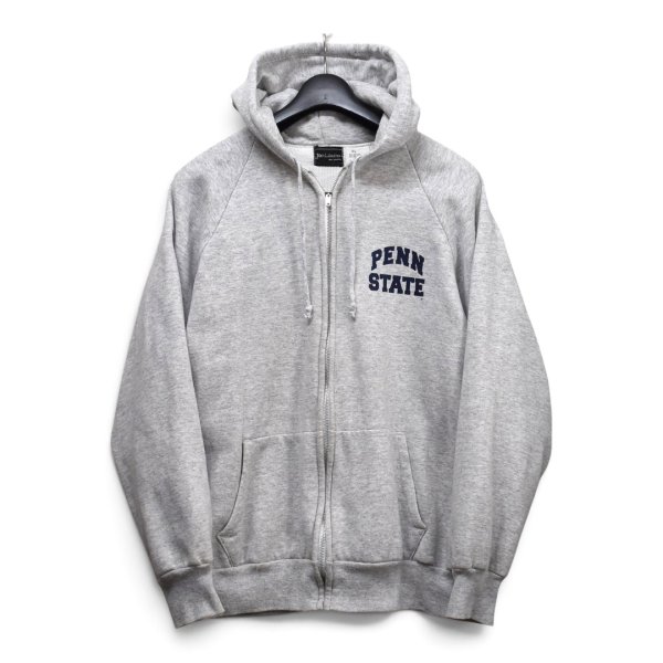 画像1: 【80’s】ビンテージ【Jon Lauren】【PENN STATE】【ペンシルベニア州立大学】【霜降りグレー】裏サーマル【フルジップパーカー】ダブルフェイス【サイズXL】 