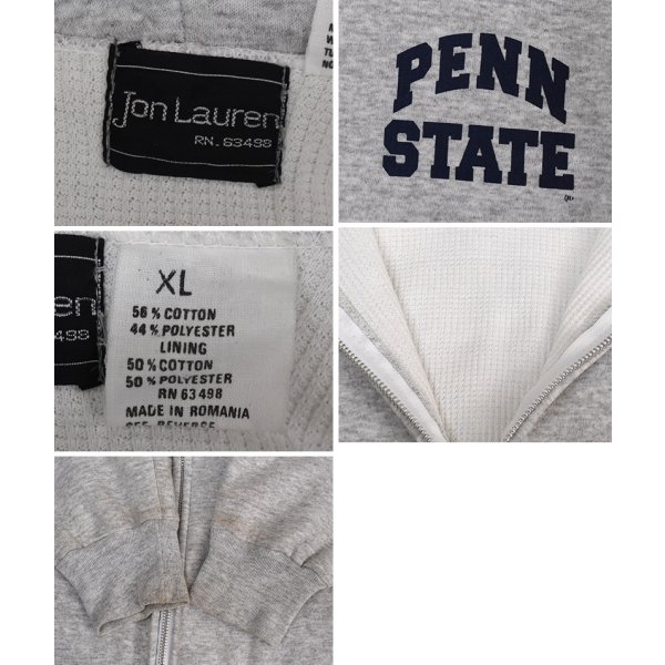 画像2: 【80’s】ビンテージ【Jon Lauren】【PENN STATE】【ペンシルベニア州立大学】【霜降りグレー】裏サーマル【フルジップパーカー】ダブルフェイス【サイズXL】 