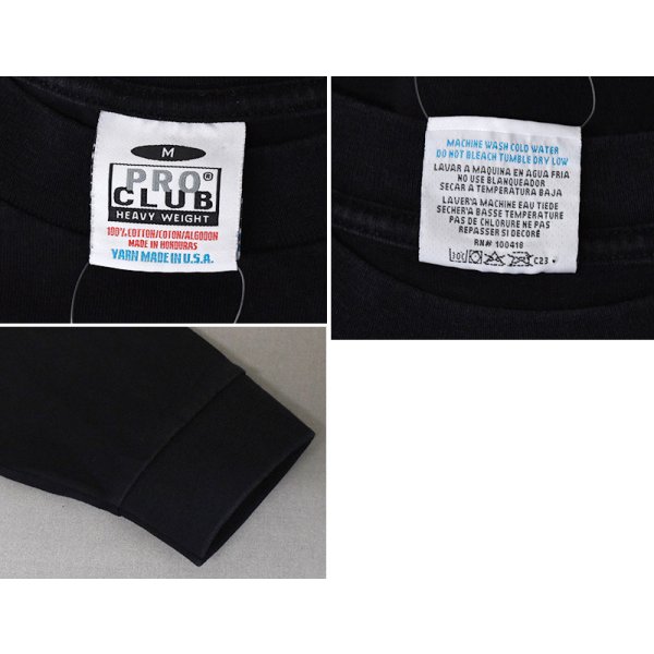 画像2: 【USA製】ビンテージ【PRO CLUB】【プロクラブ】【ヘビーウェイト】【無地】【長袖Tシャツ】ロンＴ【黒】【サイズM】 