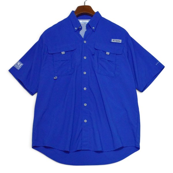 画像1: ビンテージ【コロンビア】【Columbia】【PFG】【ALPINE ADVENTURES】【青無地】【フィッシング】【半袖BDシャツ】【サイズS】