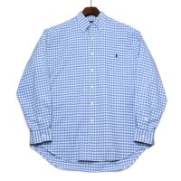 【90’s】ビンテージ【ラルフローレン】【Ralph Lauren】【BIG SHIRT】【青×白】【ギンガムチェック】【ボタンダウンシャツ】【サイズM】<br