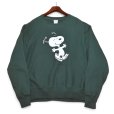 画像1: 00's~【チャンピオン】【Champion】リバースウィーブ【REVERSE WEAVE】【スヌーピー】【PEANUTS】深緑【クルーネックスウェット】【サイズXL】<br> (1)