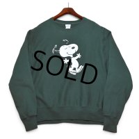 00's~【チャンピオン】【Champion】リバースウィーブ【REVERSE WEAVE】【スヌーピー】【PEANUTS】深緑【クルーネックスウェット】【サイズXL】 