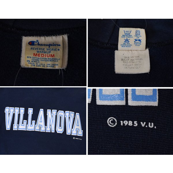 画像2: 【80’s】【ビンテージ】【USA製】【チャンピオン】【Champion】リバースウィーブ【REVERSE WEAVE】【VILLANOVA】【カレッジ】【パーカー】ネイビー【サイズM】 