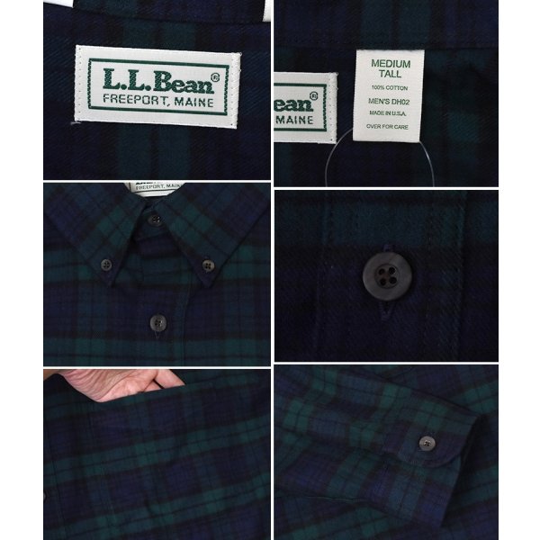画像2: 【ほぼ未使用】90's【USA製】ビンテージ【エルエルビーン】【L.L.Bean】【ブラックウォッチ】紺×緑【フランネルシャツ】薄手ネルシャツ【サイズM TALL】 