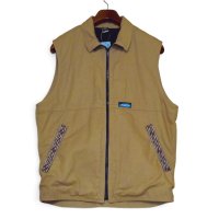 【90’s】【ビンテージ】【USA製】【KAVU】【フルジップベスト】【ベージュ】【裏起毛】【サイズS】