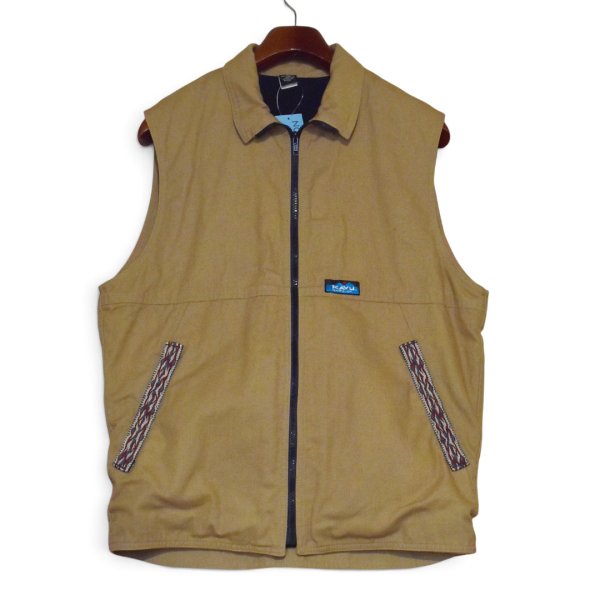 画像1: 【90’s】【ビンテージ】【USA製】【KAVU】【フルジップベスト】【ベージュ】【裏起毛】【サイズS】