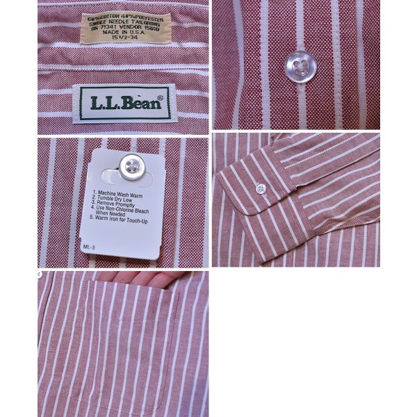 画像2: 【未使用】80’s~【USA製】ビンテージ【エルエルビーン】【L.L.Bean】【ピンク×白】【ストライプ】【ボタンダウンシャツ】【15 1/2-34】 