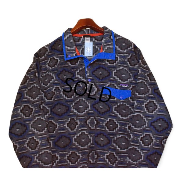 画像4: 【パタゴニア】【Patagonia】【シンチラ】【幾何学模様】グレー×ブルー【スナップT】プルオーバー【フリース】【サイズL】 
