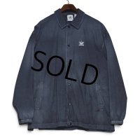 ビンテージ【アディダス】【adidas】【チャコールグレー】【コットンコーチジャケット】【トレフォイル】【サイズL】