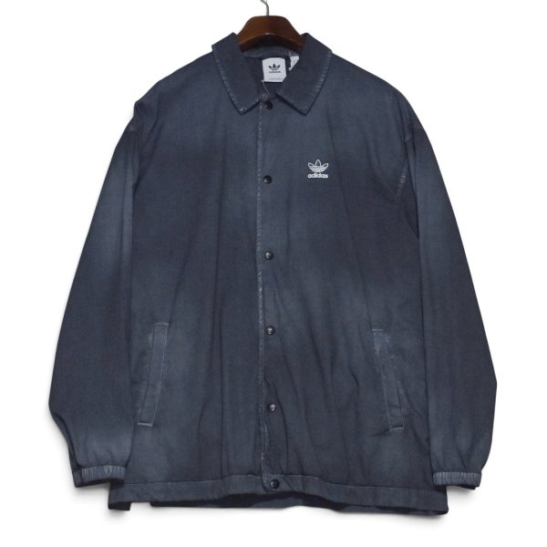 画像1: ビンテージ【アディダス】【adidas】【チャコールグレー】【コットンコーチジャケット】【トレフォイル】【サイズL】