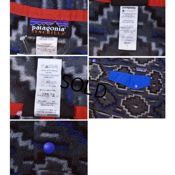画像2: 【パタゴニア】【Patagonia】【シンチラ】【幾何学模様】グレー×ブルー【スナップT】プルオーバー【フリース】【サイズL】 