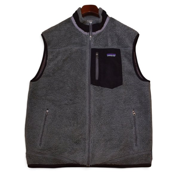 画像1: 【パタゴニア】【Patagonia】【グレー×黒】【レトロX】【フリースベスト】フルジップベスト【サイズXL】 