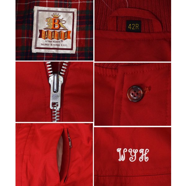 画像2: 【70’s〜80’s】ビンテージ【BARACUTA】【バラクータ】【赤】【裏地チェック】【中綿入り】カップショルダー【ダービージャケット】ジップアップブルゾン【サイズ42R】 