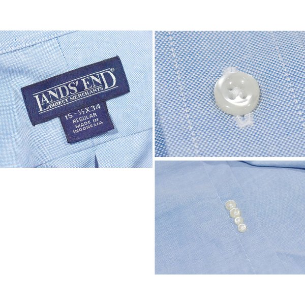 画像2: 【デッドストック】【90’s】【ランズエンド】【LANDS' END】【水色】【ボタンダウンシャツ】【15-1/2×34】