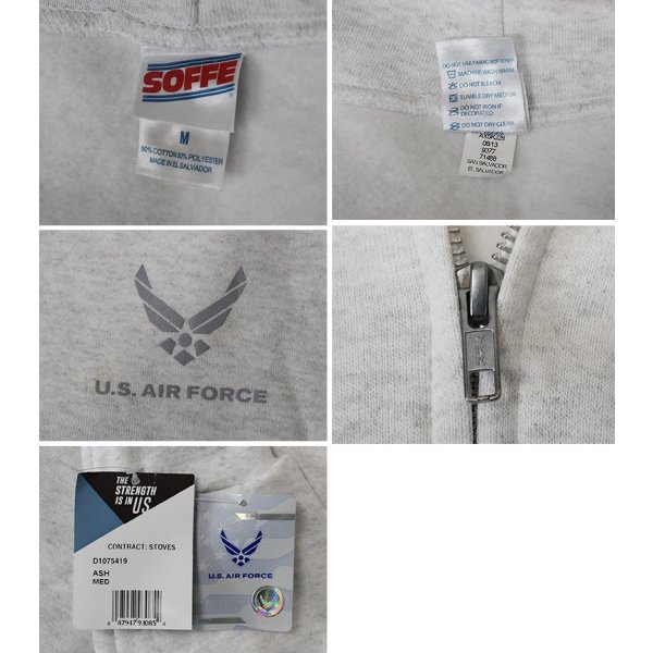画像2: 【デッドストック】【SOFFE】ソフィー【U.S. AIR FORCE】【リフレクター】【フルジップパーカー】【グレー】【サイズM】 