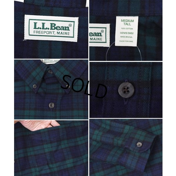 画像2: 【ほぼ未使用】90's【USA製】ビンテージ【エルエルビーン】【L.L.Bean】【ブラックウォッチ】紺×緑【フランネルシャツ】薄手ネルシャツ【サイズM TALL】 