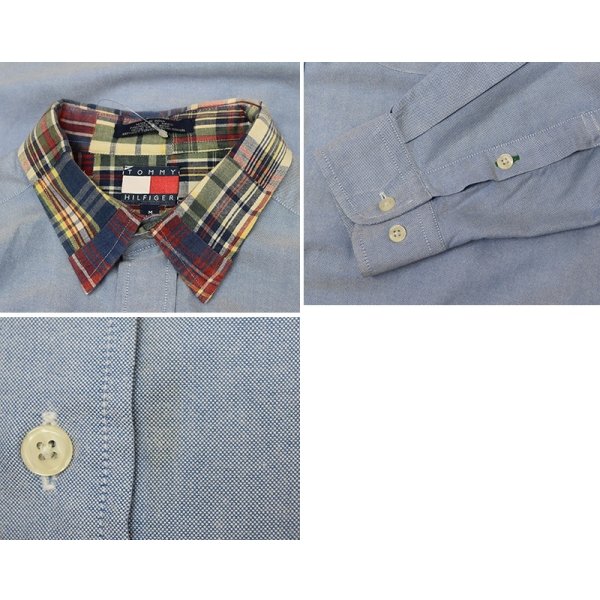 画像3: 【トミーヒルフィガー】【TOMMY HILFIGER】【襟チェック】【オックスフォードシャツ】【水色】【サイズM】 