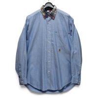 【トミーヒルフィガー】【TOMMY HILFIGER】【襟チェック】【オックスフォードシャツ】【水色】【サイズM】 