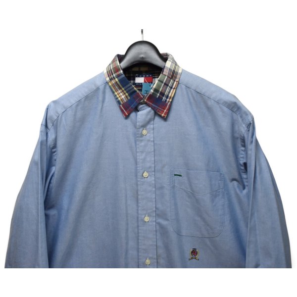 画像4: 【トミーヒルフィガー】【TOMMY HILFIGER】【襟チェック】【オックスフォードシャツ】【水色】【サイズM】 