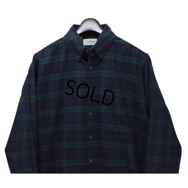 画像3: 【ほぼ未使用】90's【USA製】ビンテージ【エルエルビーン】【L.L.Bean】【ブラックウォッチ】紺×緑【フランネルシャツ】薄手ネルシャツ【サイズM TALL】 